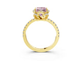 Yellow gold Fancy Pink Princess Cut Diamond Halo Pave Band with Four-Prong Setting_6