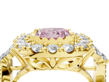 Yellow gold Fancy Pink Princess Cut Diamond Halo Ring with Pavé Band and Four-Prong Setting_22
