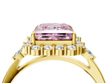 Yellow gold Fancy Pink Princess Cut Diamond Halo Ring with Pear Side Stones and Prong Setting_20