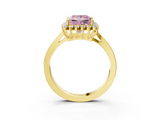 Yellow gold Fancy Pink Princess  Cut Diamond Halo Ring with Round Brilliant Halo and Solitaire Band_3
