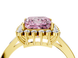 Yellow gold Fancy Pink Princess  Cut Diamond Halo Ring with Round Brilliant Halo and Solitaire Band_4