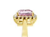 Yellow gold Fancy Pink Princess  Cut Diamond Halo Ring with Round Brilliant Halo and Solitaire Band_5