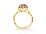 Yellow gold Fancy Pink Princess  Cut Diamond Halo Ring with Solitaire Band and Prong Setting_32