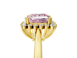 Yellow gold Fancy Pink Princess  Cut Diamond Halo Ring with Solitaire Band and Prong Setting_34