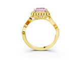 Yellow gold Fancy Pink Princess Cut Diamond Halo Ring with Vintage Split Shank and Four-Prong Setting_20