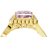 Yellow gold Fancy Pink Princess Cut Diamond Halo Ring with Vintage Split Shank and Four-Prong Setting_21
