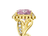 Yellow gold Fancy Pink Princess Cut Diamond Halo Ring with Vintage Split Shank and Four-Prong Setting_22