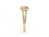 Yellow gold Fancy Pink Princess Cut Diamond Halo Split Shank Engagement Ring_41