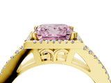 Yellow gold Fancy Pink Princess Cut Diamond Halo Split Shank Engagement Ring_43