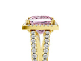 Yellow gold Fancy Pink Princess Cut Diamond Halo Split Shank Engagement Ring_44