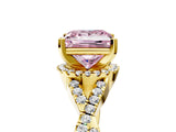 Yellow gold Fancy Pink Princess Cut Diamond  Halo Twist Band Solitaire Prong Setting Ring_41