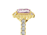 Yellow gold Fancy Pink Princess  Cut Diamond Milgrain Floral Halo Engagement Ring with Pavé Band_40