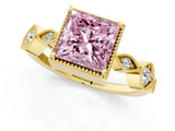 Yellow gold Fancy Pink Princess  Cut Diamond Milgrain Marquise Band with Prong Setting_4