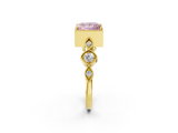 Yellow gold Fancy Pink Princess  Cut Diamond Milgrain Marquise Band with Prong Setting_5