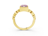 Yellow gold Fancy Pink Princess  Cut Diamond Milgrain Marquise Band with Prong Setting_6