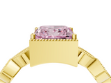Yellow gold Fancy Pink Princess  Cut Diamond Milgrain Marquise Band with Prong Setting_7