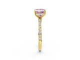 Yellow gold Fancy Pink Princess  Cut Diamond Pavé Band Ring with Four-Prong Setting_2