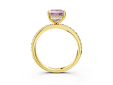 Yellow gold Fancy Pink Princess  Cut Diamond Pavé Band Ring with Four-Prong Setting_3