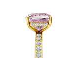 Yellow gold Fancy Pink Princess  Cut Diamond Pavé Band Ring with Four-Prong Setting_5