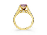 Yellow gold Fancy Pink Princess  Cut Diamond Pavé Band Solitaire with Four-Prong Setting_18