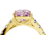 Yellow gold Fancy Pink Princess  Cut Diamond Pavé Band Solitaire with Four-Prong Setting_7