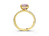 Yellow gold Fancy Pink Princess  Cut Diamond Pavé Band with Four-Prong Setting_3
