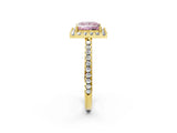 Yellow gold Fancy Pink Princess Cut Diamond Pavé Halo Ring with Four-Prong Setting_19