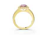 Yellow gold Fancy Pink Princess Cut Diamond Pavé Halo Ring with Four-Prong Setting_20
