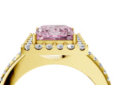Yellow gold Fancy Pink Princess Cut Diamond Pavé Halo Ring with Four-Prong Setting_21