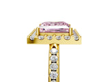 Yellow gold Fancy Pink Princess Cut Diamond Pavé Halo Ring with Four-Prong Setting_22