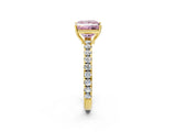 Yellow gold Fancy Pink Princess Cut Diamond Pavé Solitaire Engagement Ring with Four-Prong Setting_24