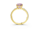 Yellow gold Fancy Pink Princess Cut Diamond Pavé Solitaire Engagement Ring with Four-Prong Setting_25