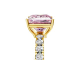Yellow gold Fancy Pink Princess Cut Diamond Pavé Solitaire Engagement Ring with Four-Prong Setting_27