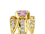 Yellow gold Fancy Pink Princess Cut Diamond Pave Art Deco Split Shank Ring with Four-Prong Setting_5