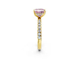 Yellow gold Fancy Pink Princess Cut Diamond Pave Band Solitaire Ring with Four-Prong Setting_19