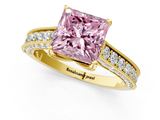 Yellow gold Fancy Pink Princess  Cut Diamond Pave Band with Four-Prong Setting_1