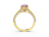 Yellow gold Fancy Pink Princess  Cut Diamond Pave Band with Four-Prong Setting_3