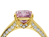 Yellow gold Fancy Pink Princess  Cut Diamond Pave Band with Four-Prong Setting_4