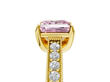 Yellow gold Fancy Pink Princess  Cut Diamond Pave Band with Four-Prong Setting_5
