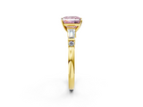 Yellow gold Fancy Pink Princess  Cut Diamond Ring with Baguette Side Stones, Channel Set Band, and Four-Prong Setting_2
