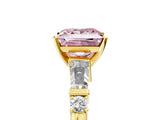 Yellow gold Fancy Pink Princess  Cut Diamond Ring with Baguette Side Stones, Channel Set Band, and Four-Prong Setting_29