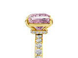 Yellow gold Fancy Pink Princess  Cut Diamond Ring with Pavé Band and Four-Prong Setting_5