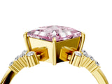 Yellow gold Fancy Pink Princess Cut Diamond Ring with Side Stones and Four-Prong Setting_50