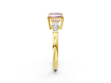 Yellow gold Fancy Pink Princess  Cut Diamond Ring with Tapered Baguette Side Stones in Four-Prong Setting_2