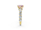 Yellow gold Fancy Pink Princess Cut Diamond Side Stone Engagement Ring with Four-Prong Setting_26