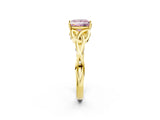Yellow gold Fancy Pink Princess Cut Diamond Solitaire Celtic Knot Ring with Four-Prong Setting_20