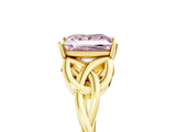 Yellow gold Fancy Pink Princess Cut Diamond Solitaire Celtic Knot Ring with Four-Prong Setting_23