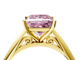 Yellow gold Fancy Pink Princess Cut Diamond Solitaire Engagement Ring with Cathedral Setting and Four-Prong Mount_21