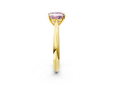 Yellow gold Fancy Pink Princess Cut Diamond Solitaire Engagement Ring with Cathedral Setting and Four-Prong Mount_74
