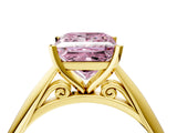 Yellow gold Fancy Pink Princess Cut Diamond Solitaire Engagement Ring with Cathedral Setting and Four-Prong Mount_76